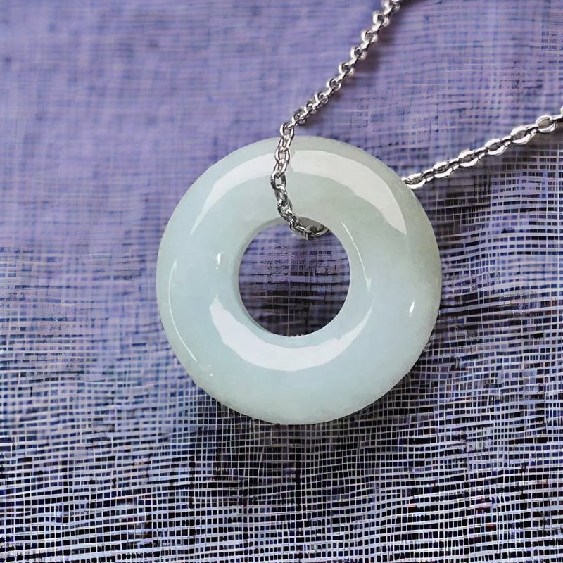 【愿·平安】冰飘黄翡翠平安环项链 | 天然缅甸玉翡翠A货 | 送礼 - 项链 - 玉石 多色