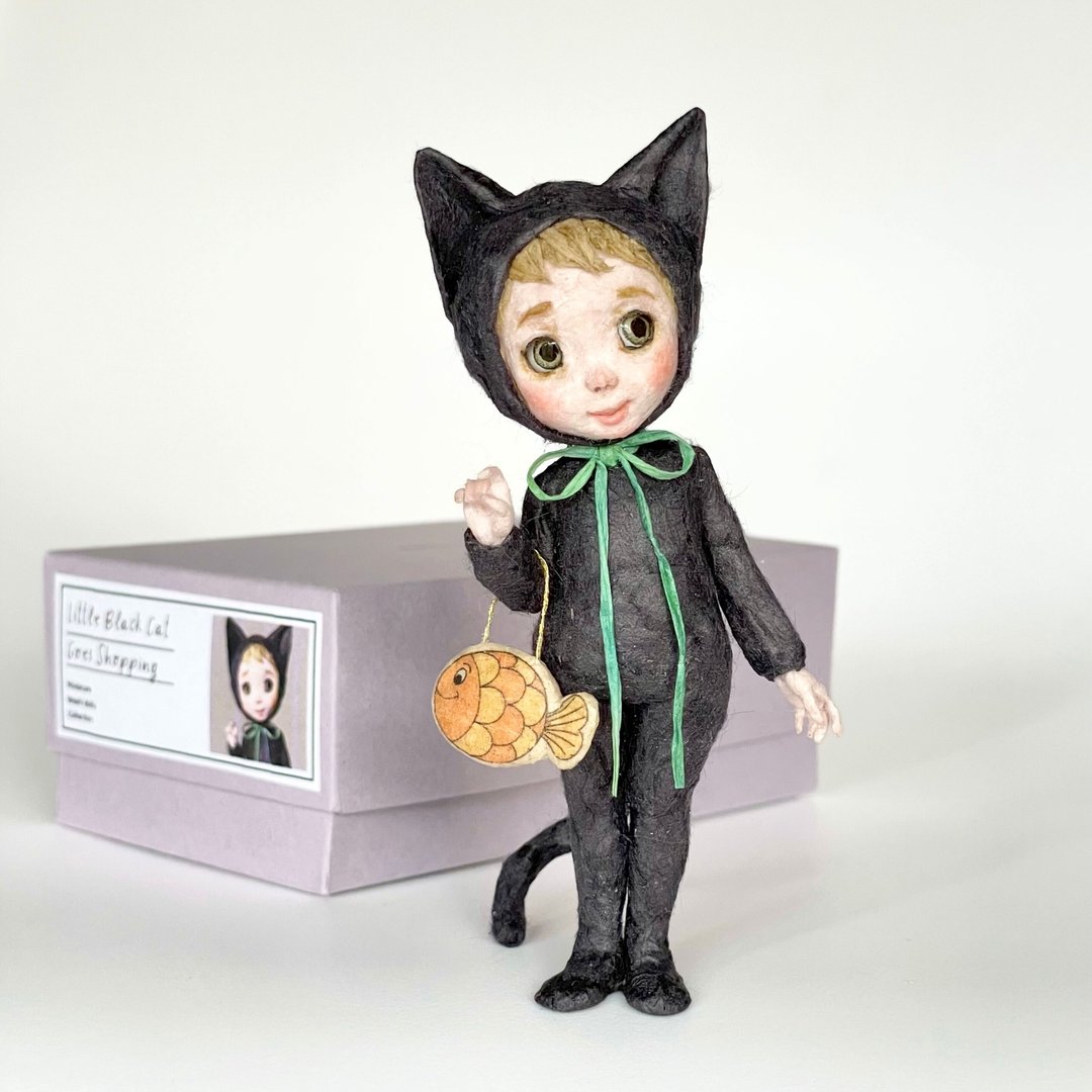 Pinkoi 代购 - 和纸人偶‘可爱黑猫与小鱼荷包’，适合赠礼、日本伴手礼，万圣节也适用♪ - 摆饰 - 陶 