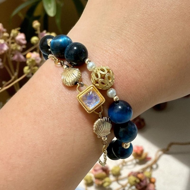 海愿星语手链 蓝虎眼 海洋守护 招财 尾牙穿搭 交换礼物 圣诞礼物 - 手链/手环 - 水晶 蓝色