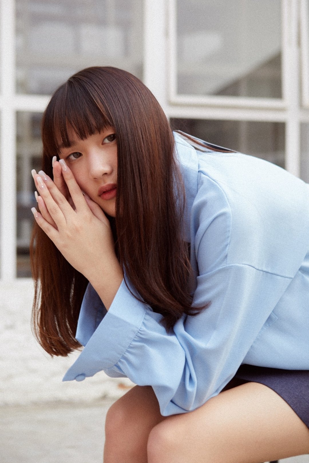 Highestjump Button (Blue) - 女装衬衫 - 棉．麻 蓝色