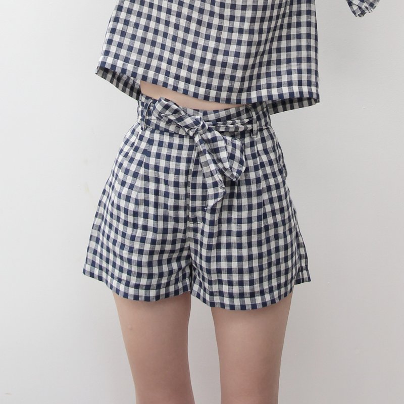 PUMPKIN PIE SHORTS - 女装长裤 - 棉．麻 蓝色