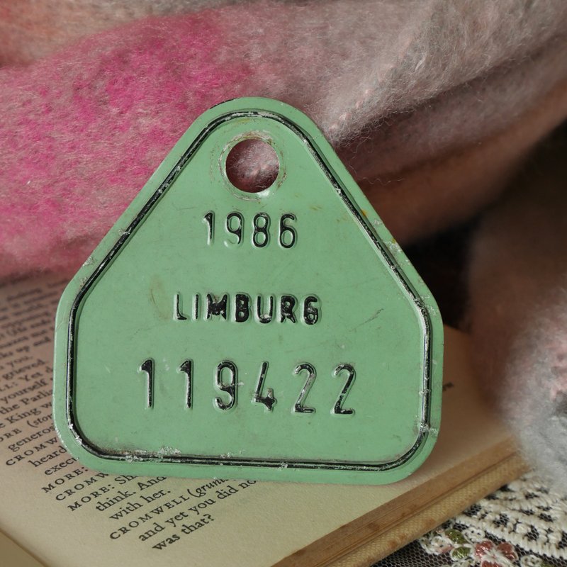 少见古董1986年烤漆铁牌展示比利时脚踏车牌119422  W714 - 钥匙链/钥匙包 - 其他金属 金色