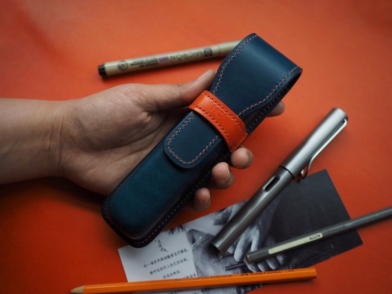 纯手工牛皮双支装钢笔套笔盒雪茄盒 颜色款式可定制化 可刻字订制 - 铅笔盒/笔袋 - 真皮 多色