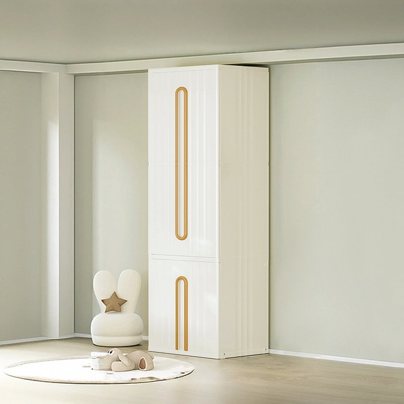 Yeya也雅 60面宽行云轻奢风三层衣柜(附3挂衣杆+20支儿童衣架) - 衣柜/鞋柜 - 塑料 白色