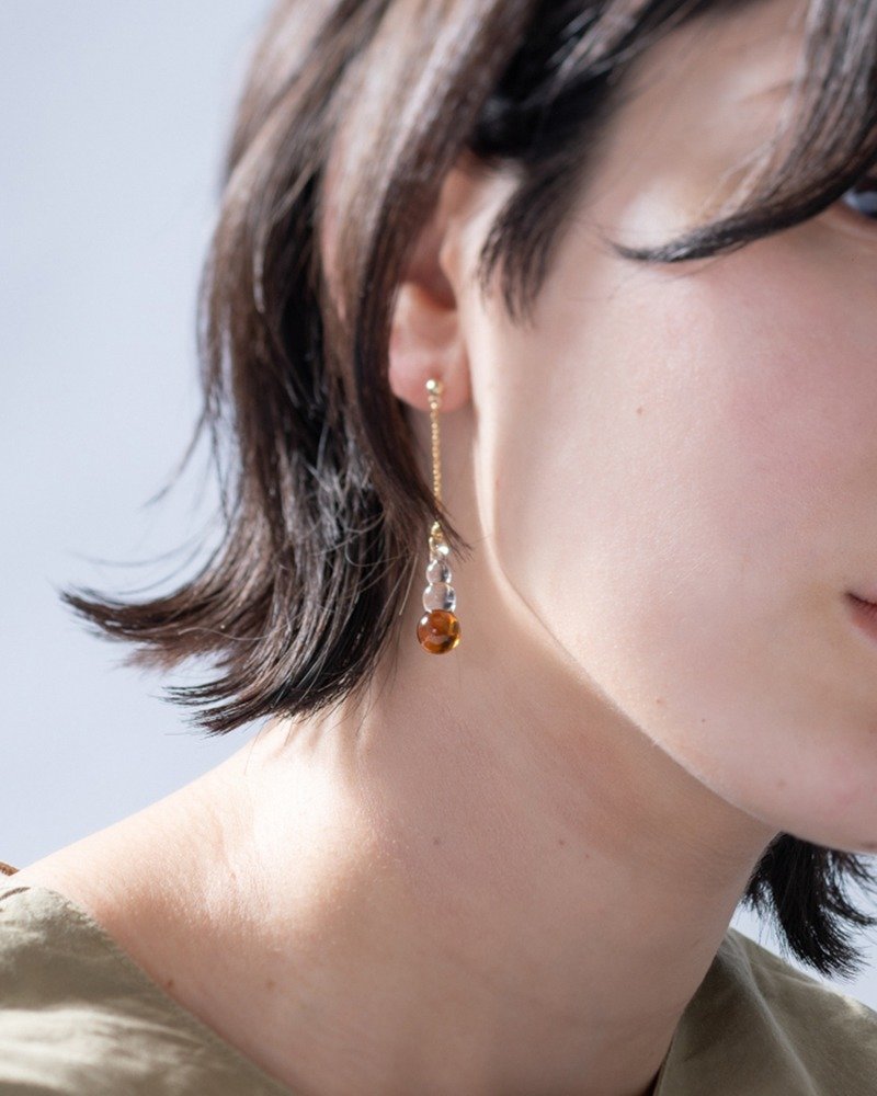 Hario手工玻璃耳环 - Tsurana 透明漆 (02_P_Tsurana C) - 耳环/耳夹 - 玻璃 透明