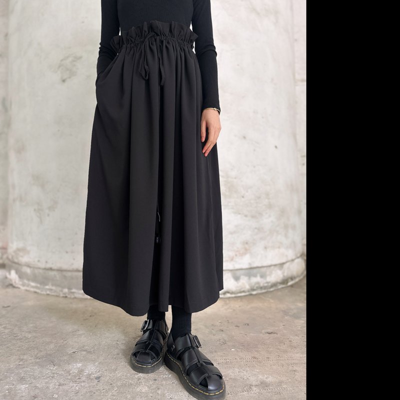 水墨黑束口裙 - 裙子 - 其他人造纤维 黑色