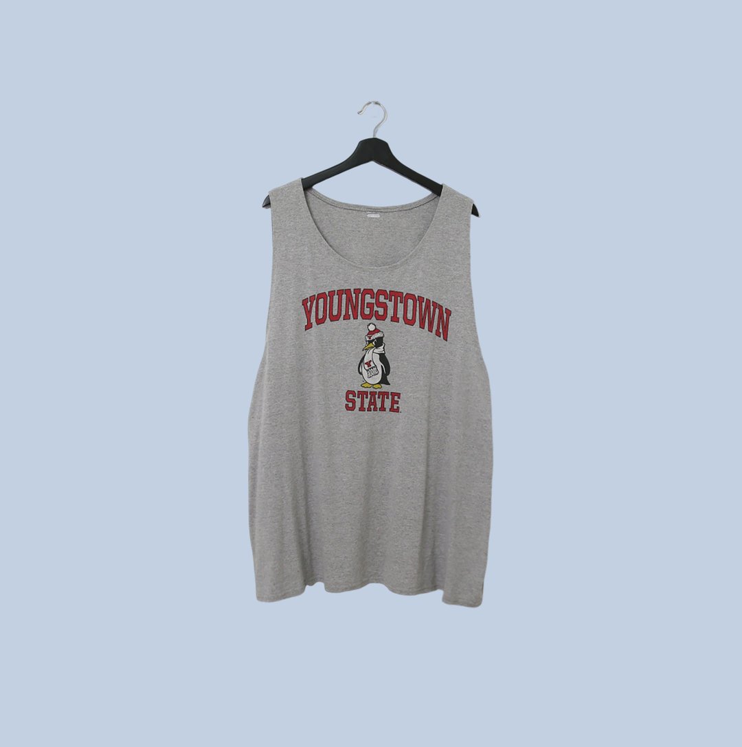 Back to Green- 大U领背心 灰色 YOUNGSTOWN /vintage tank shirt - 男装背心 - 棉 