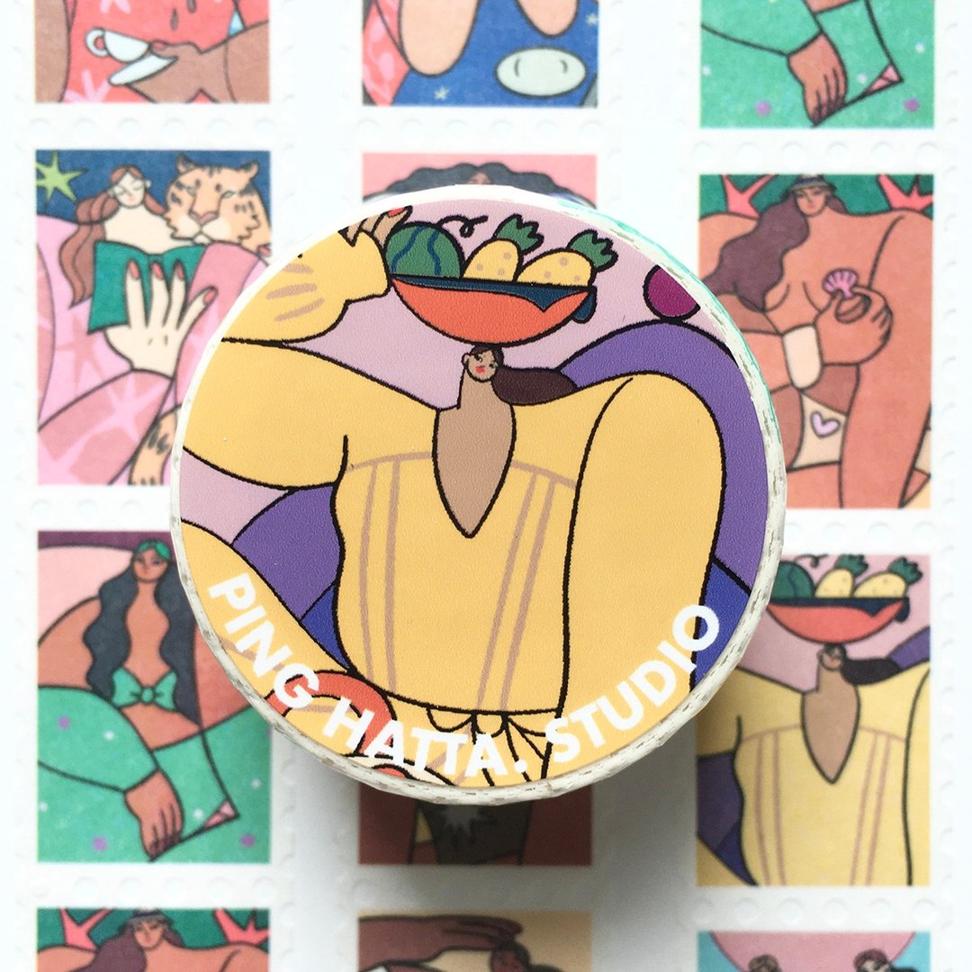 邮票造型纸胶带 时尚图案 女孩 Wandering Mind Washi Tape - 纸胶带 - 纸 