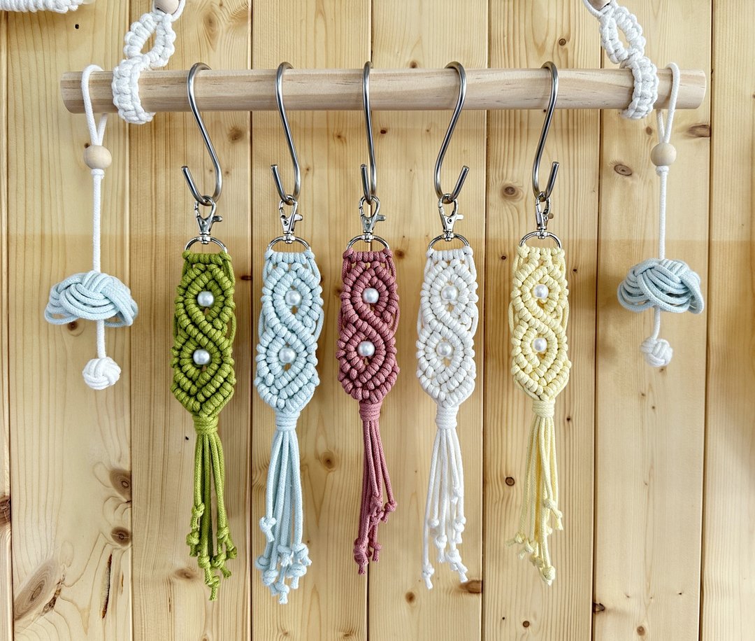 Macrame 编钥匙圈挂饰 DIY材料 附教学影片 初学可 - 编织/刺绣/羊毛毡/裁缝 - 棉 