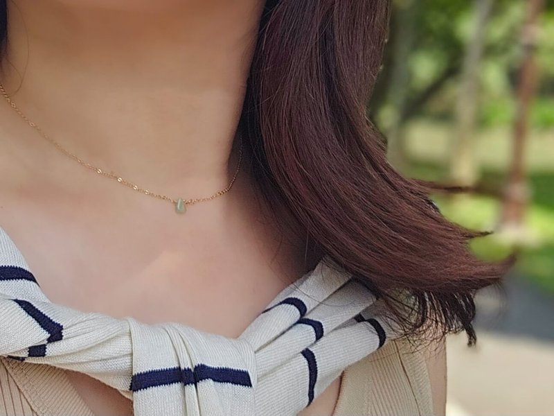 Opal可爱三角形项链/14kgf/通勤/气质/特别/别致 - 项链 - 半宝石 多色