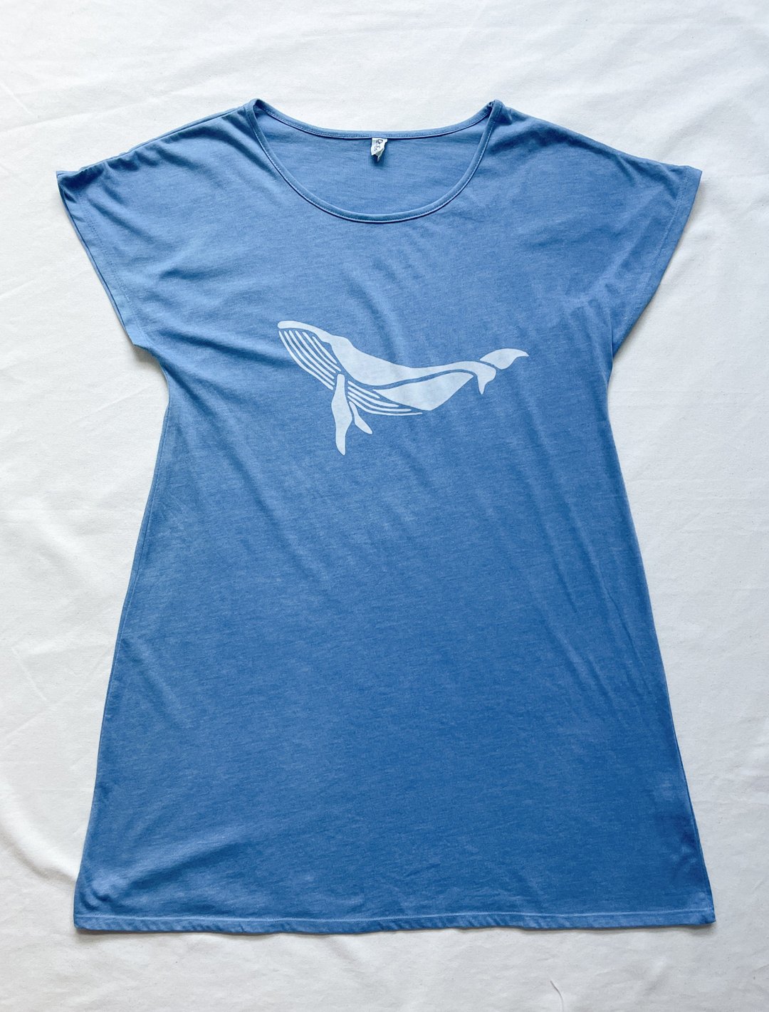 Made in Japan Aizen Whale Whale Dresses JAPAN BLUE Sea pale color - 洋装/连衣裙 - 棉．麻 蓝色