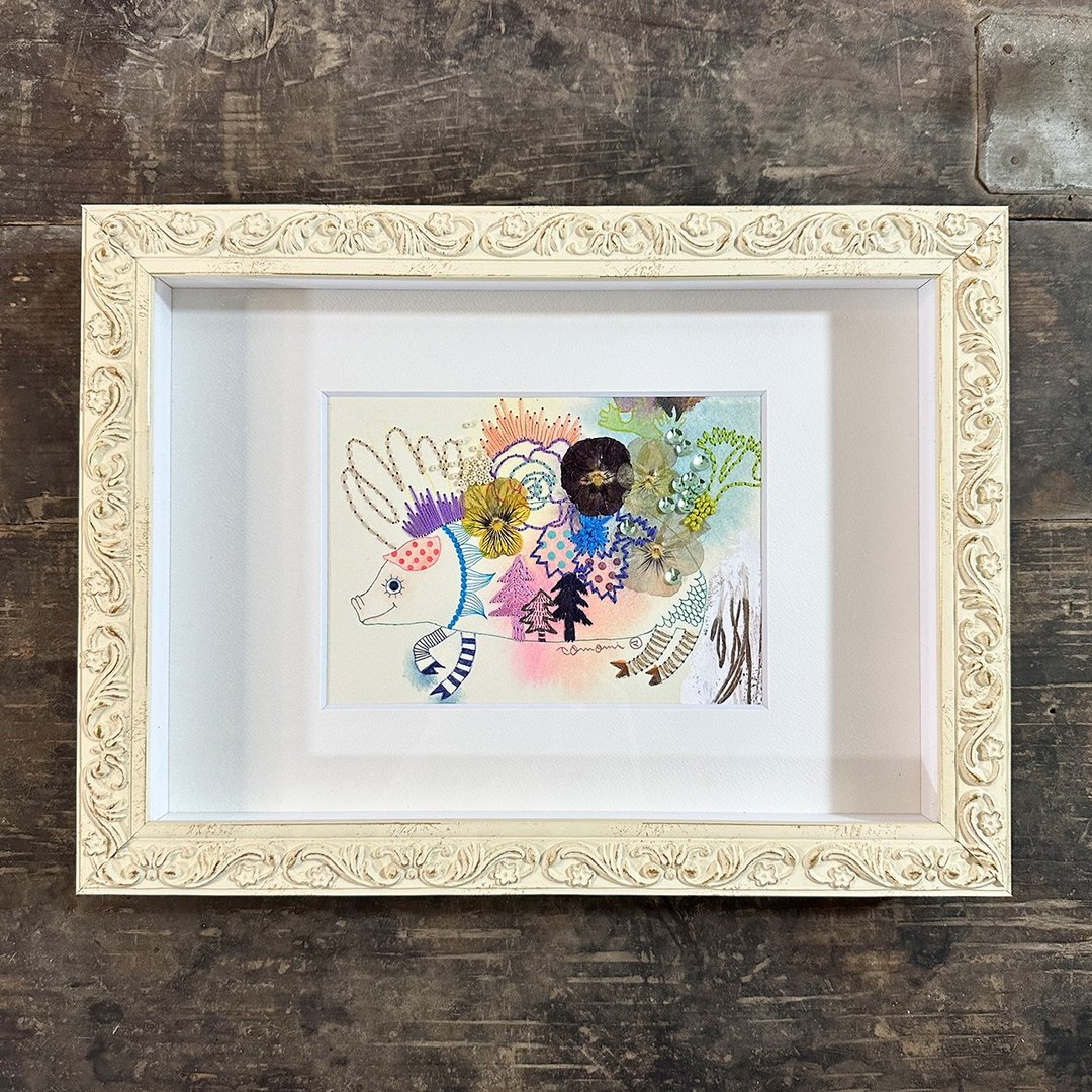 原创画作 压花拼贴 刺绣水彩画 已裱框 / 带着森林去旅行 - 海报/装饰画/版画 - 纸 多色