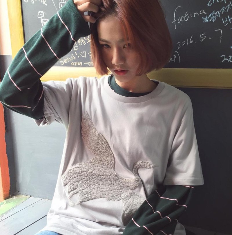 黄鹤毛巾绣上衣-米灰 - 男装上衣/T 恤 - 棉．麻 灰色