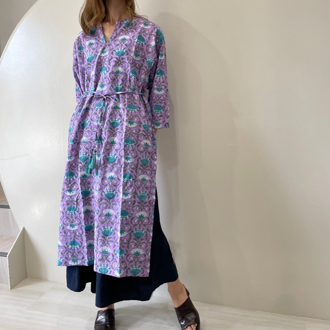 Caftan dress • • • Violet - 洋装/连衣裙 - 棉．麻 紫色