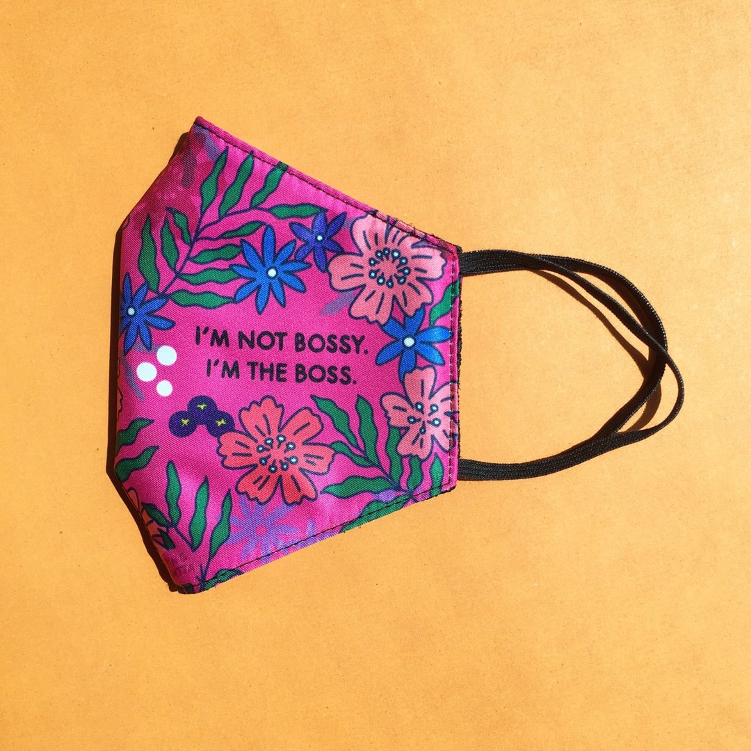 I'm not bossy, I'm the boss funny lady flower face mask - 口罩 - 聚酯纤维 
