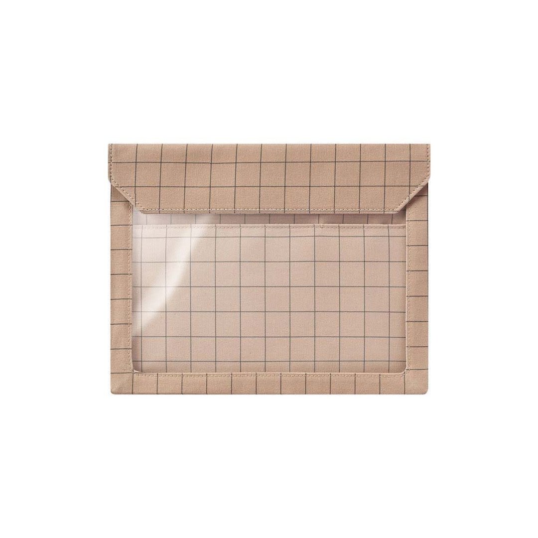 【KING JIM】FLATTY WORKS多用途帆布收纳袋 限定款 格纹 A5 - 化妆包/杂物包 - 其他材质 多色