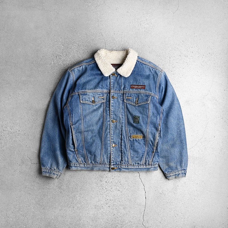 丹宁珍珠毛外套/ 古着 Vintage - 男装外套 - 其他材质 