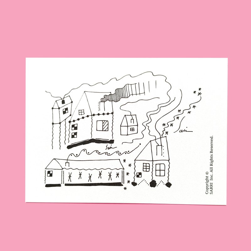 明信片 小海报 防水贴纸 机车贴纸 行李箱贴纸 房子 卡片 万用卡 - 卡片/明信片 - 纸 粉红色