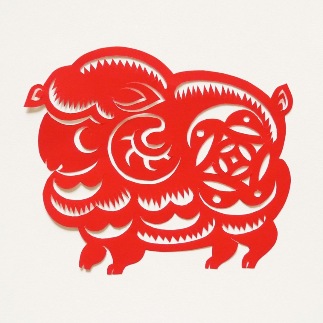 Kirigami Uh sheep twelve Chinese zodiac sheep - 海报/装饰画/版画 - 纸 红色