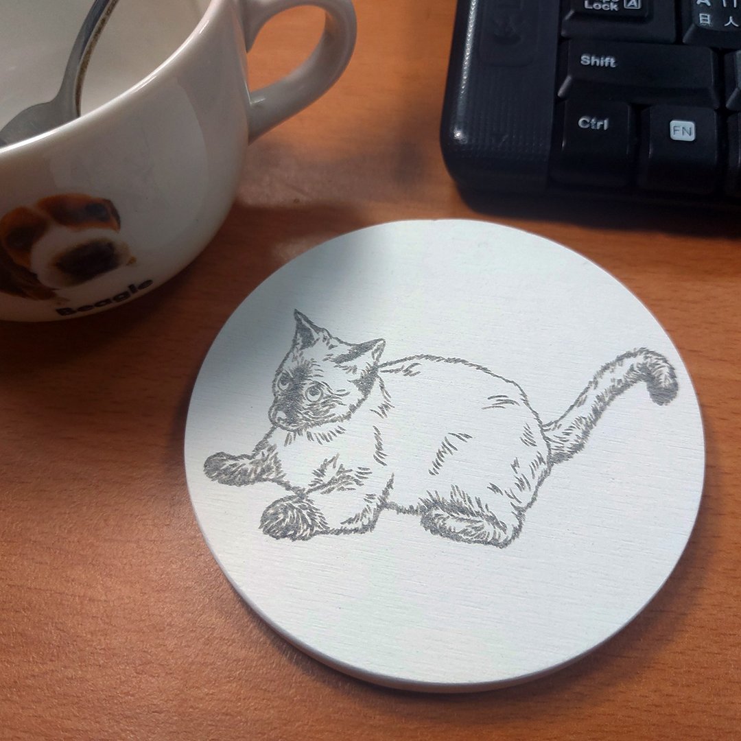 猫咪造型 - 等待 圭藻土杯垫 - 杯垫 - 其他材质 白色