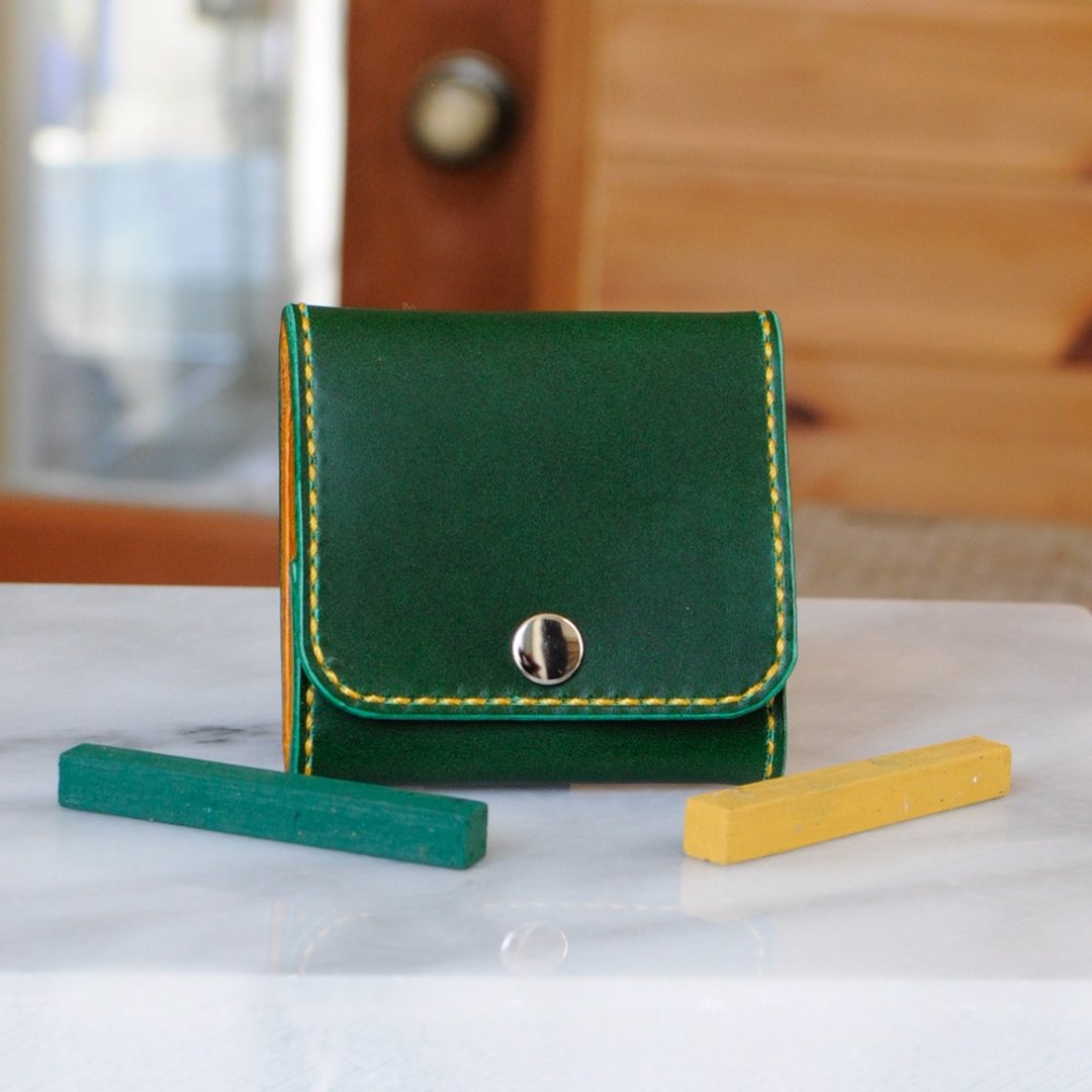 Wide open coin case A No.2 Buttero - 零钱包 - 真皮 绿色
