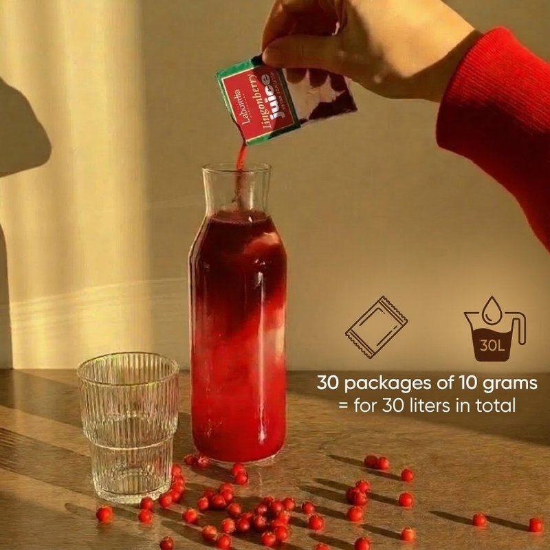 雅庫特凍乾越橘果汁 30包裝 100%野生漿果 加水即飲 北極天然超級 - 水果干 - 新鲜食材 