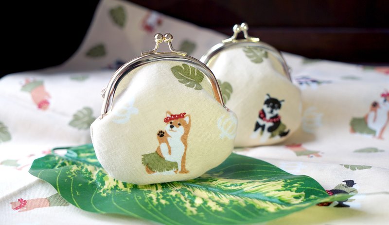 最萌的岛主豆柴小口金包 - 零钱包 - 棉．麻 