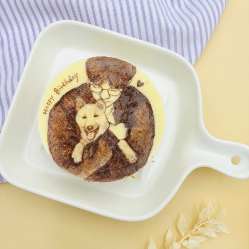 4寸抱抱毛孩 |似颜绘手绘蛋糕  定制化生日蛋糕  重奶酪 人像宠物 - 蛋糕/甜点 - 新鲜食材 橘色
