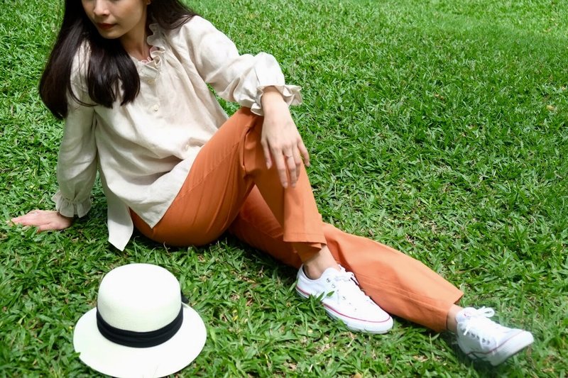 Honey Toast Long Sleeve Top - 女装上衣 - 棉．麻 卡其色