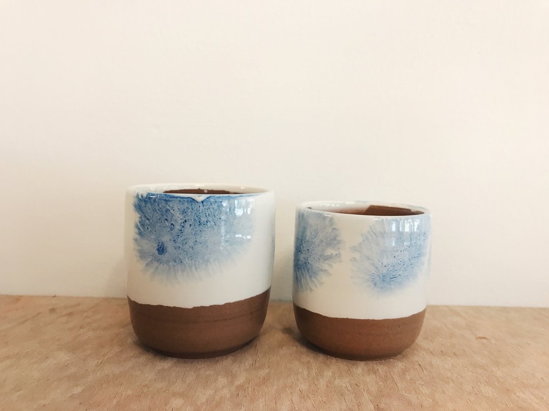 【彦彦】─ 手拉坏树状小茶杯组。 - 茶具/茶杯 - 陶 蓝色