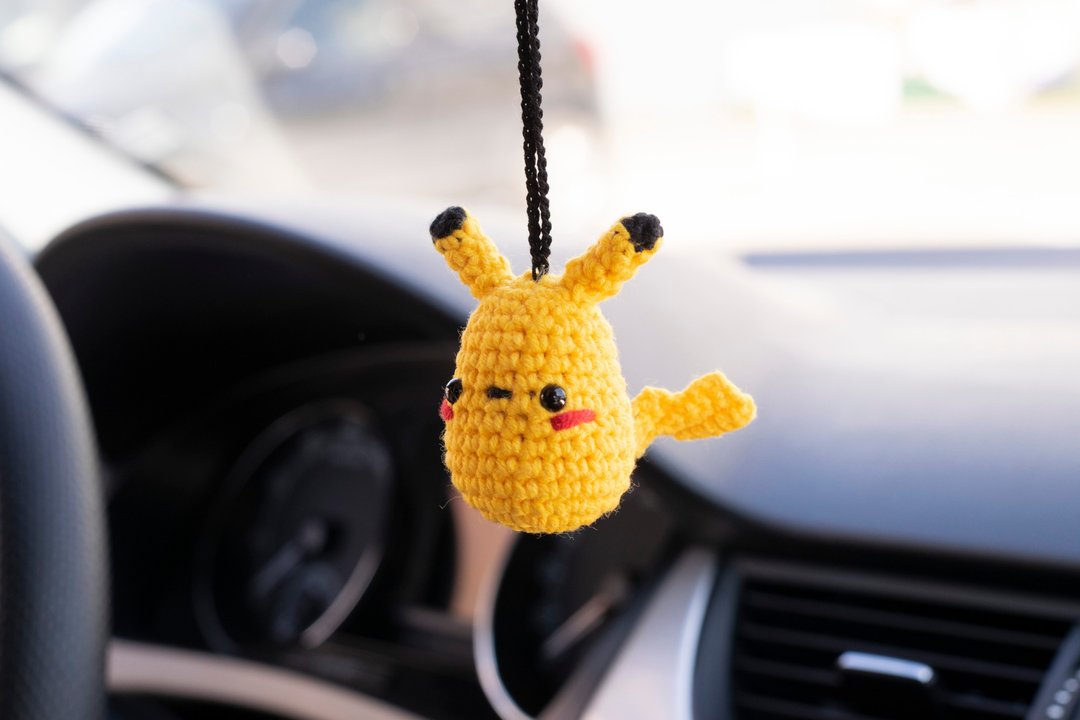 Pokemon Pikachu car accessories, rear view mirror charm, pendant,平安車掛, 针织玩具 汽車用品 - 吊饰 - 棉 黄色