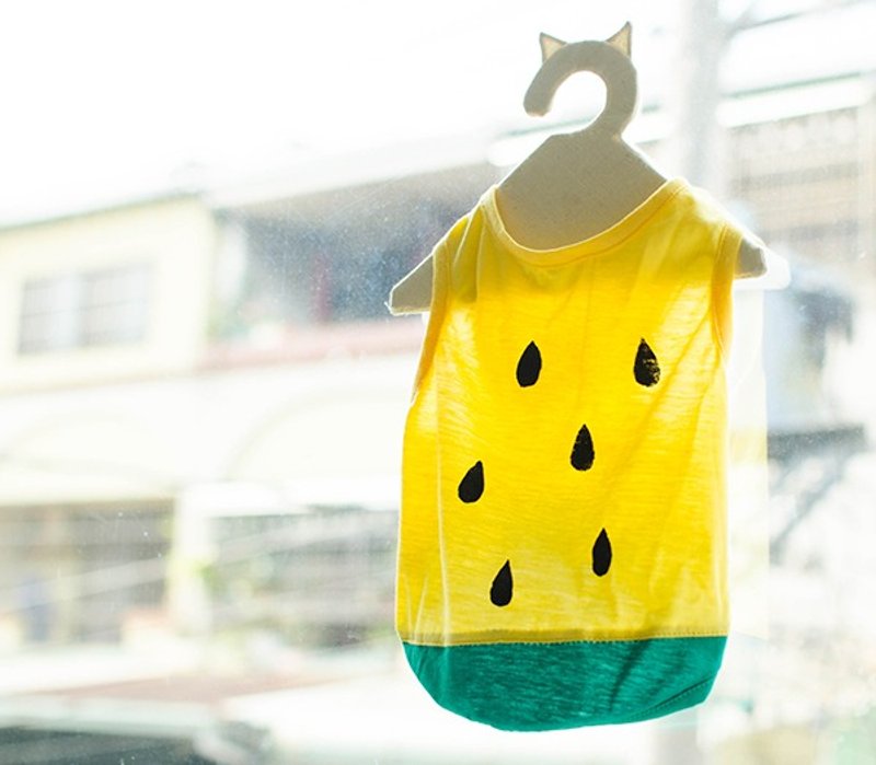 【小玉西瓜】For Dear毛小孩的清凉夏天-猫咪、狗狗衣服 - 衣/帽 - 棉．麻 黄色