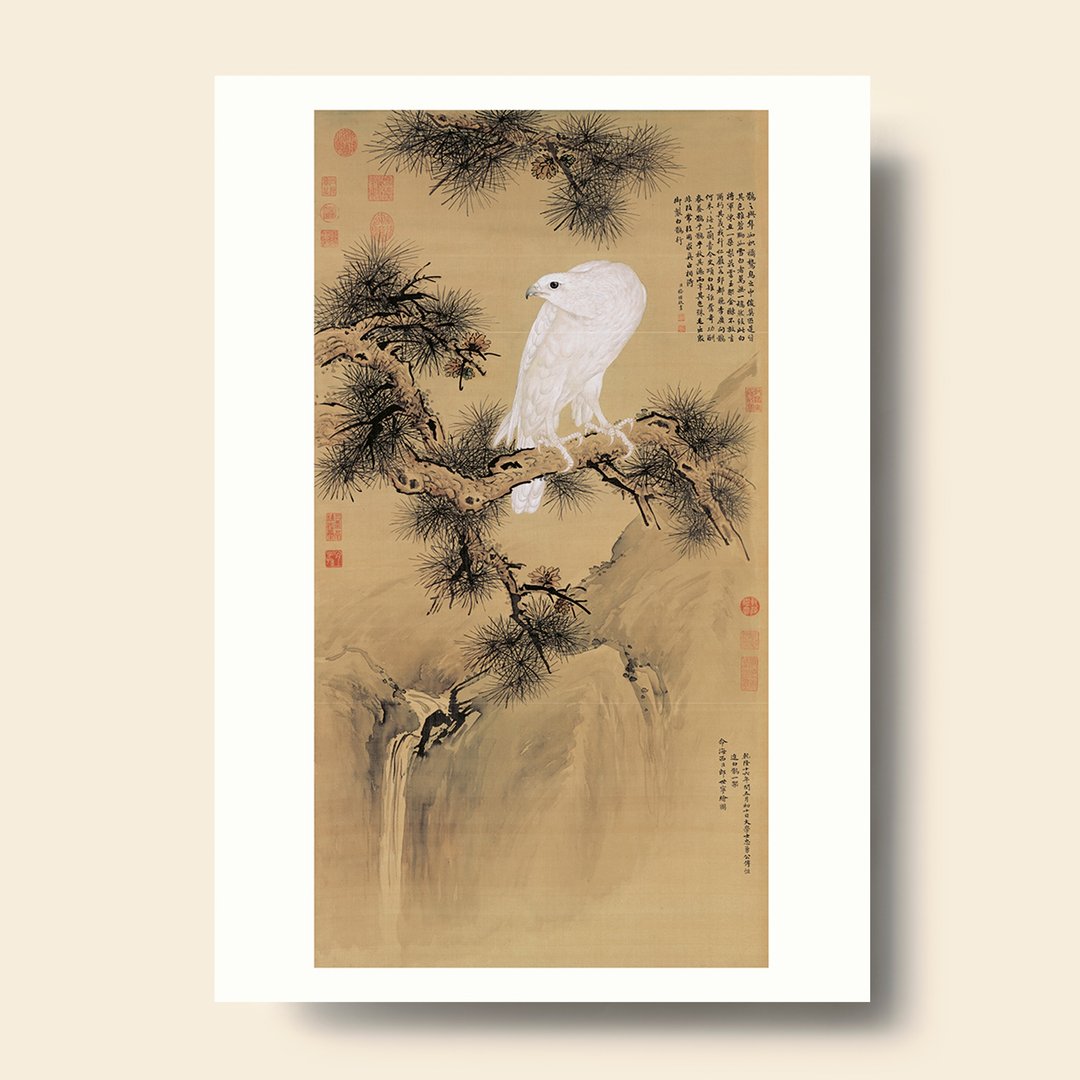 【B4 艺术画卡・B4 Poster】郎世宁・白鹘图 - 海报/装饰画/版画 - 纸 卡其色