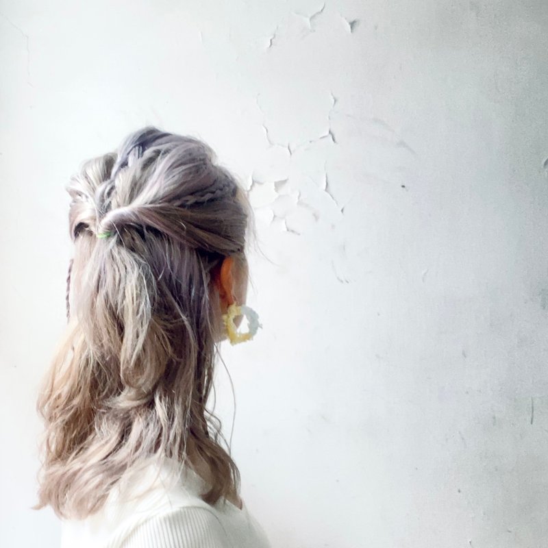 纱丽圈圈耳环・大地 - 耳环/耳夹 - 丝．绢 黄色