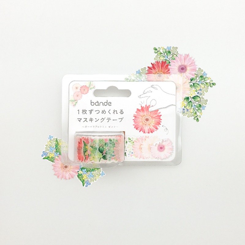 日本 bande 花草园-迷你非洲菊・粉红色 和纸胶带贴纸卷 - 纸胶带 - 纸 粉红色