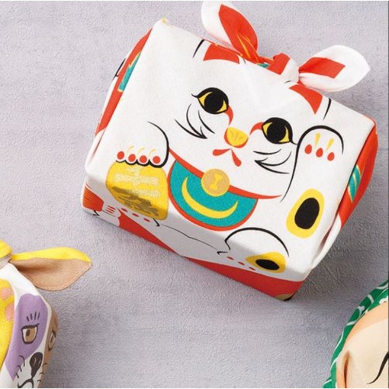 京都风吕敷包巾-cochae 中巾-招财猫 - 手帕/方巾 - 棉．麻 