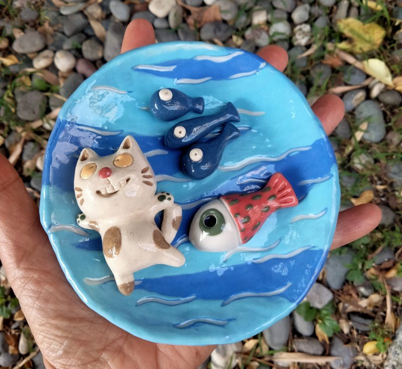 海中乐悠悠的喵香插座 - 玩偶/公仔 - 陶 蓝色
