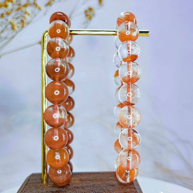 【半盆红兔毛】清透半盆红发晶水晶手链手串 - 手链/手环 - 水晶 红色