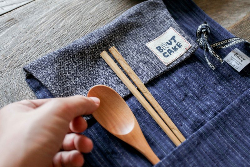 Brut Cake - 纯手工纺织古布分格式卷轴环保餐具组 (6) - 筷子/筷架 - 棉．麻 
