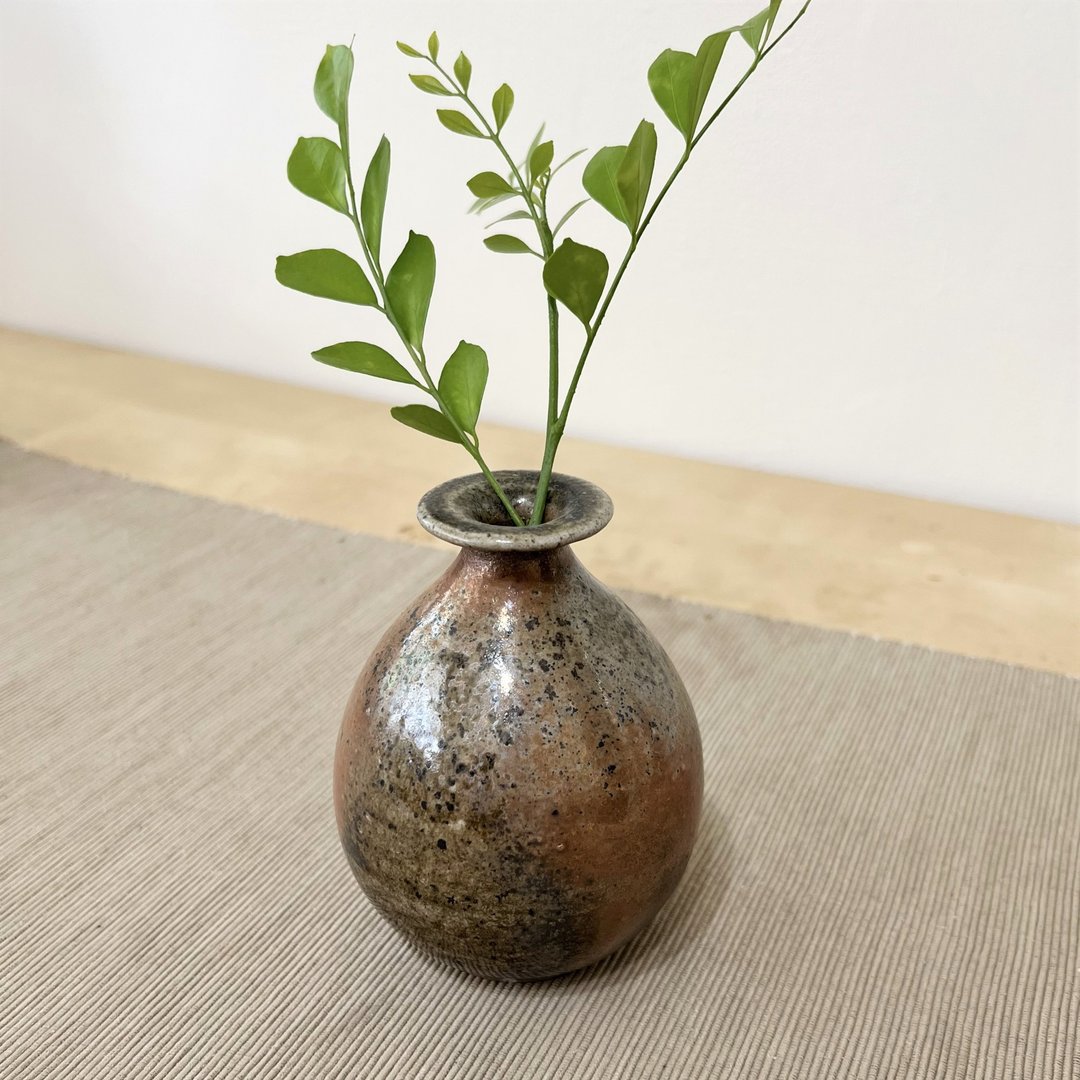 茶褐 柴烧花器 - 花瓶/陶器 - 陶 咖啡色