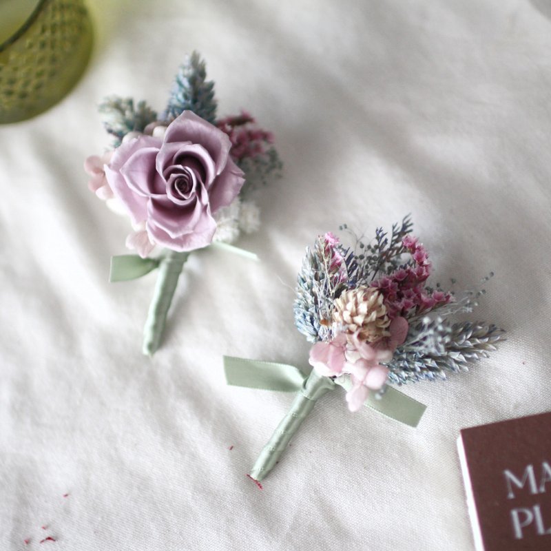 胸花 (干燥花/永生花) - 复古紫 - 胸花/手腕花 - 植物．花 紫色