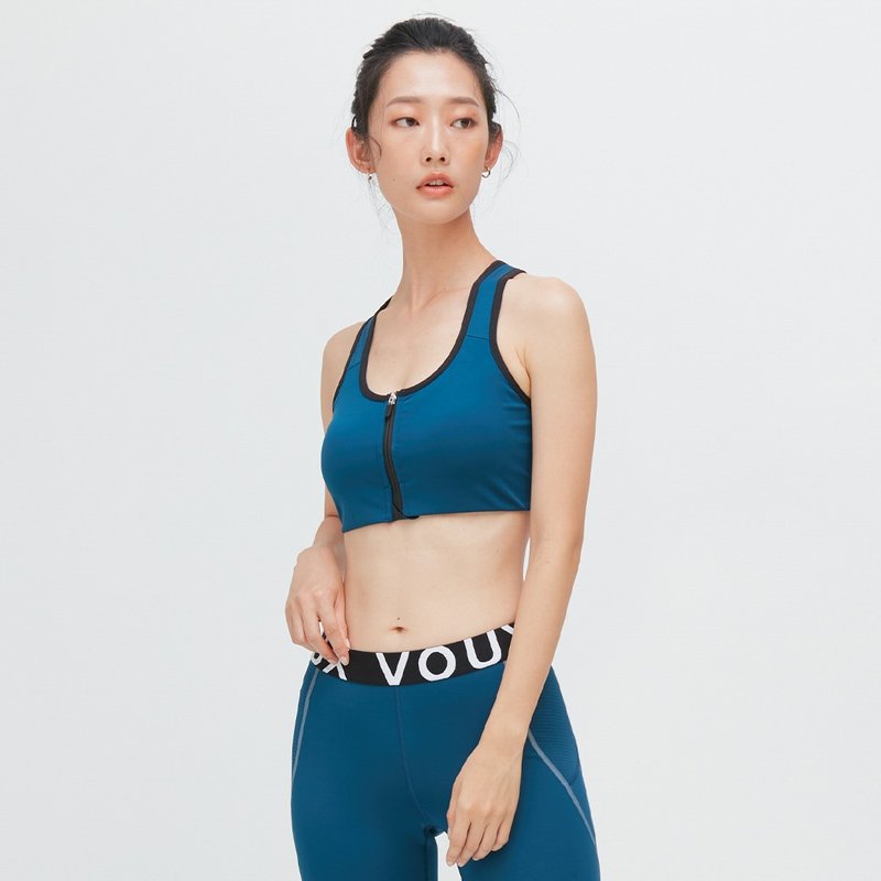 【限时5折】前拉链式速干运动内衣(女)-悠谷蓝 - 女装背心 - 聚酯纤维 蓝色