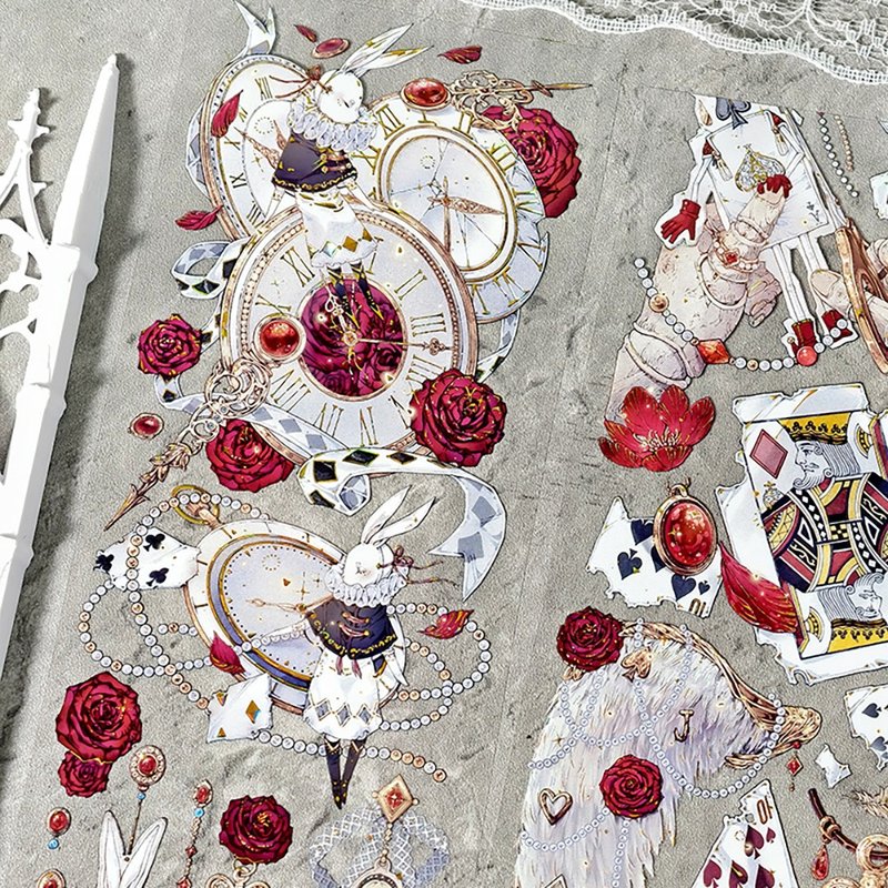 爱丽丝旧梦 OKMT新七天流麻咕卡贴纸PET手帐胶带 - 纸胶带 - 塑料 红色