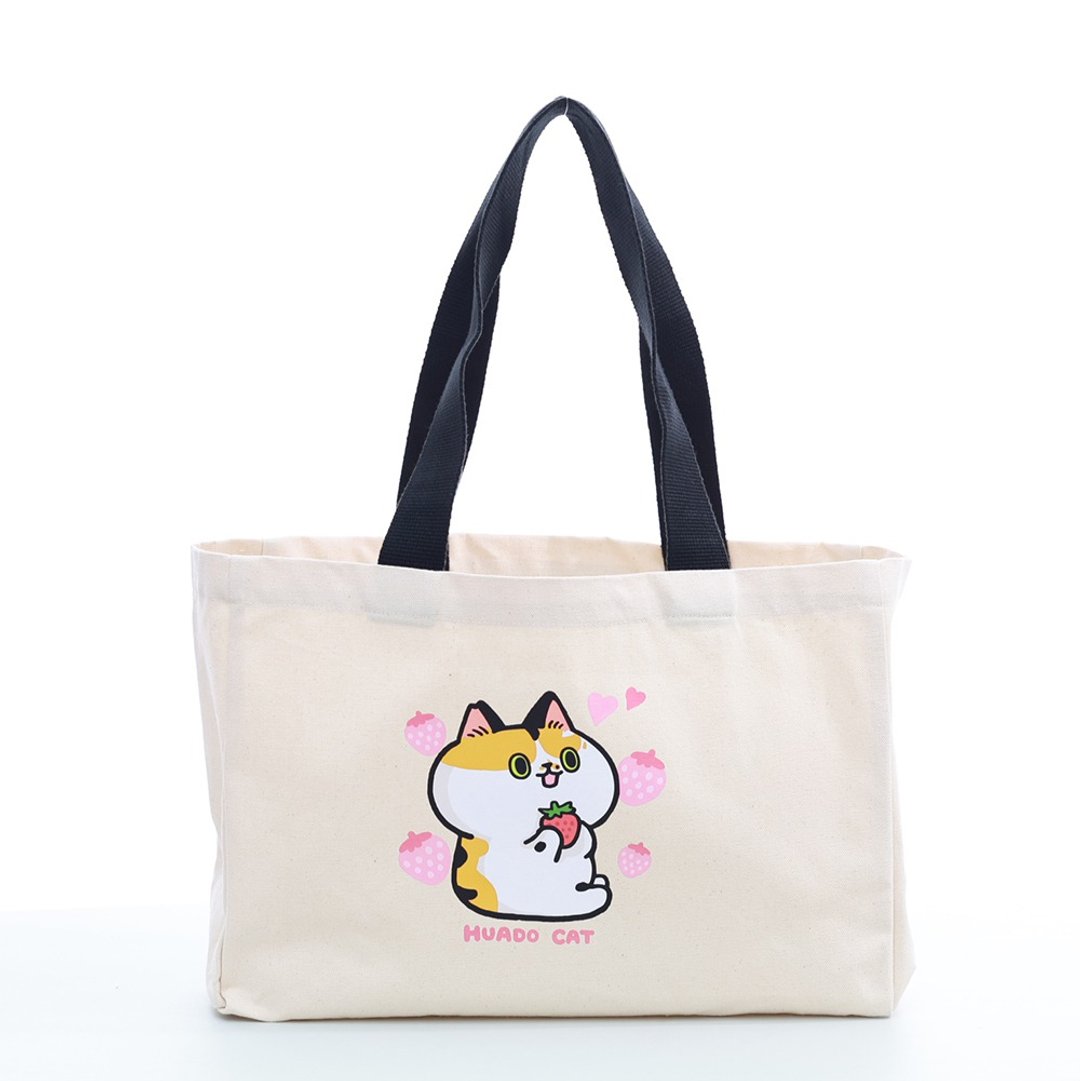 【ELASTI X 点点猫联名】休闲系列 帆布袋(C款) - 侧背包/斜挎包 - 棉 白色