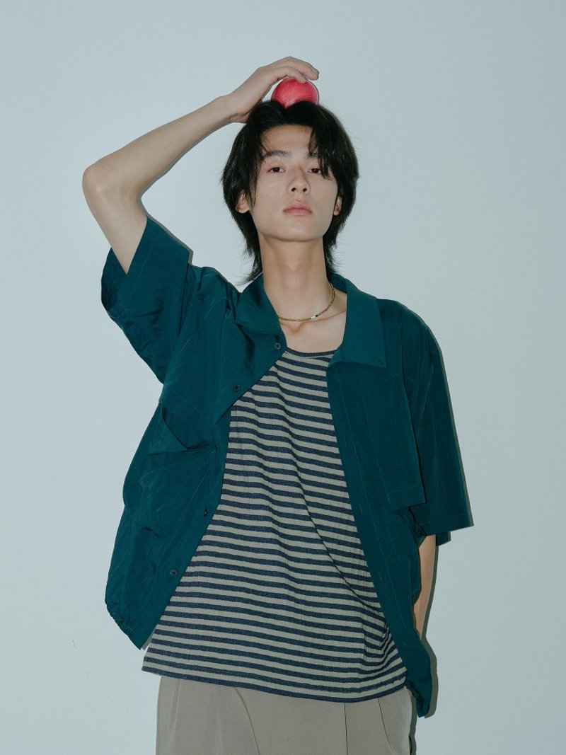 放青松 复古山系机能短袖衬衫 - 男装衬衫 - 其他材质 绿色