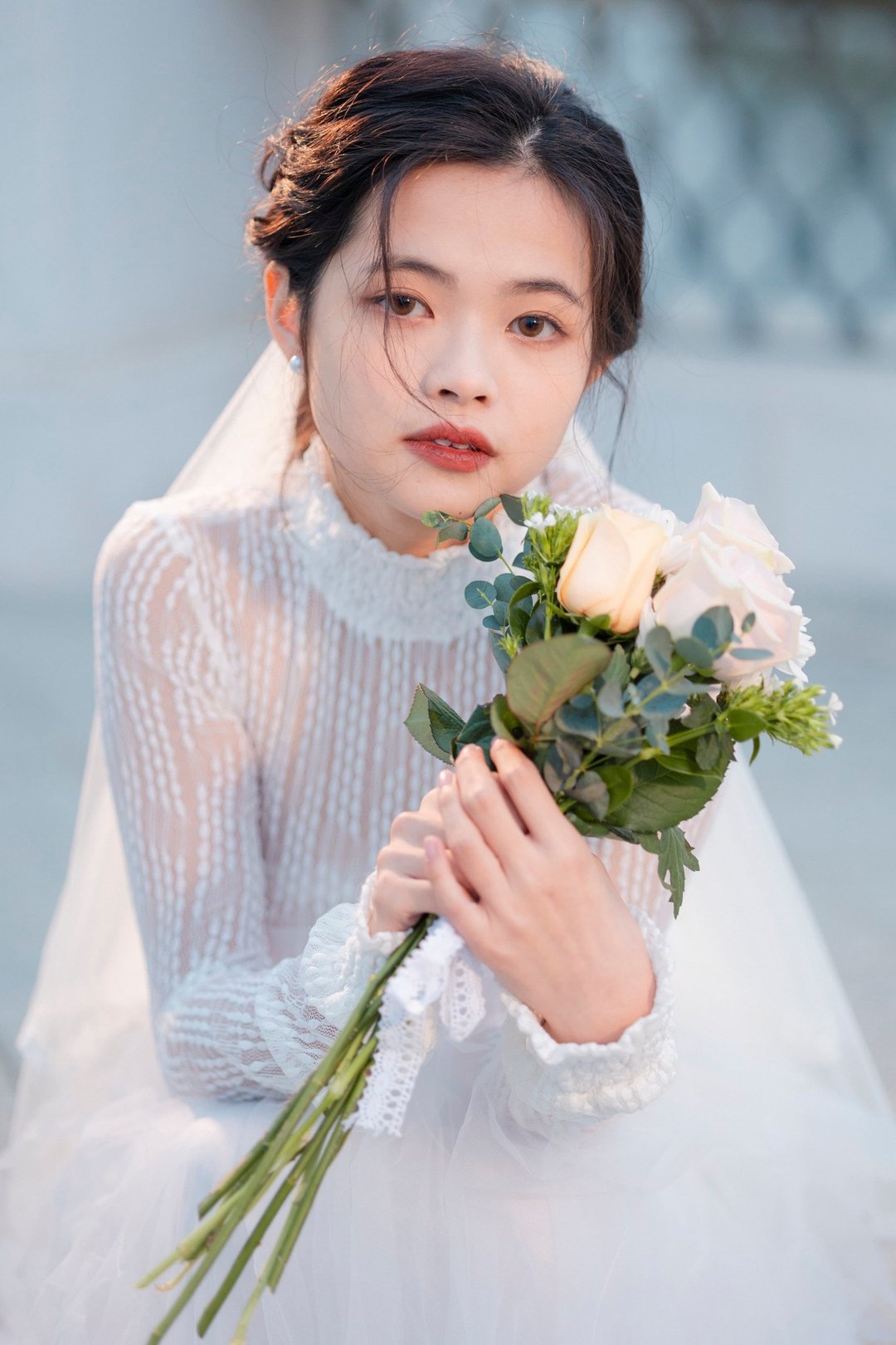 水滴蕾丝长袖上衣       轻婚纱首选 - 洋装/连衣裙 - 其他材质 白色