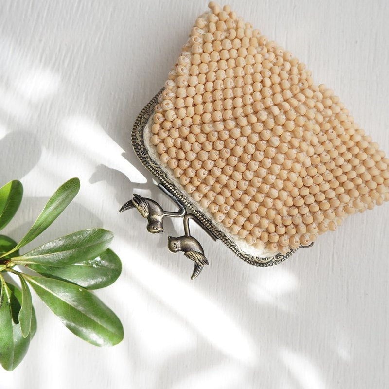 Ba-ba handmade Wood Beads crochet pouch No.1888 - 化妆包/杂物包 - 其他材质 咖啡色