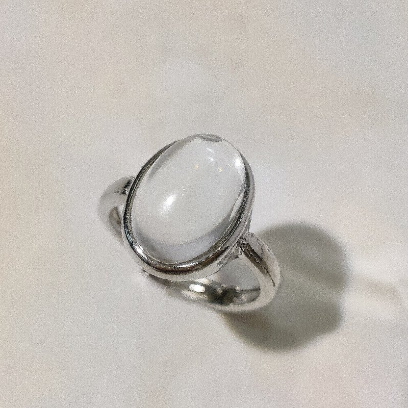 Le Bonheur 白水晶戒指 开口可调节(情人节 生日礼物) - 戒指 - 半宝石 白色