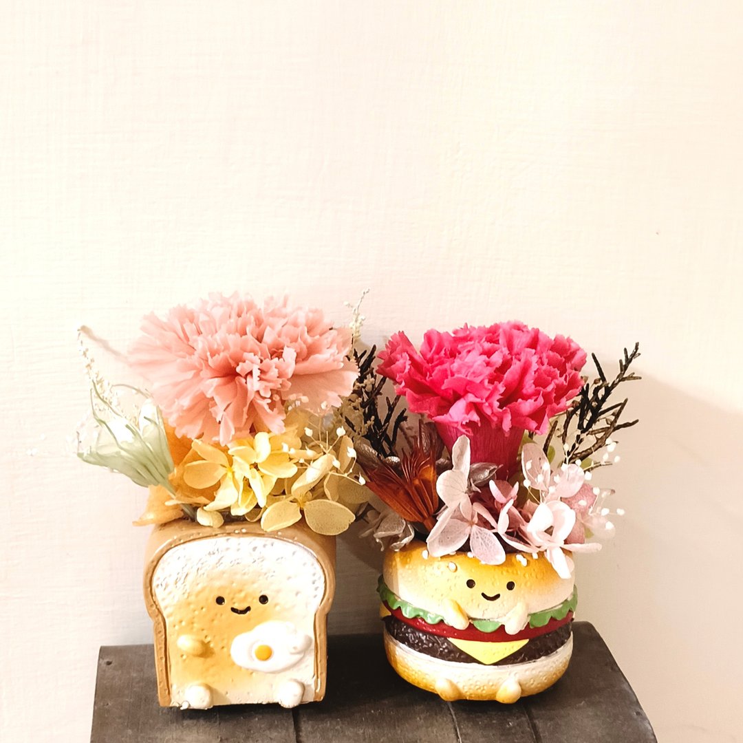 毕业玫瑰向日葵盆花 | 新品永生花干燥花谢师礼物吐司汉堡线下取货 - 干燥花/捧花 - 植物．花 粉红色