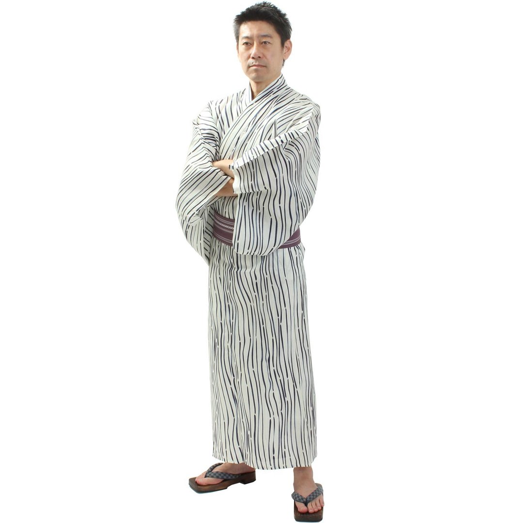 日本 和服 男 绵麻 浴衣 腰封 M/L/LL 2 件 套组 z24-103a yukata - 其他 - 棉．麻 绿色